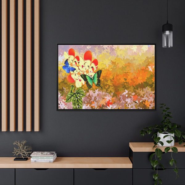 88289-94.jpg Butterflys on Flowers Background Framed Canvas