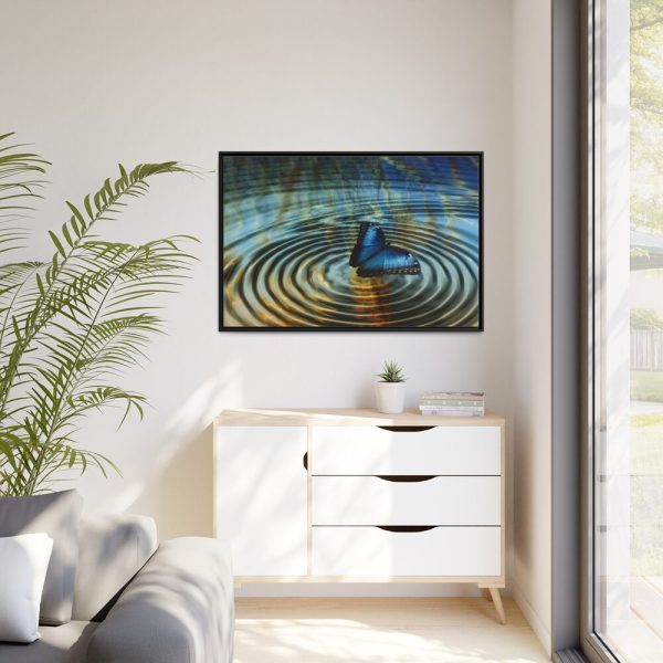 88289-98.jpg Butterfly on Collage Rings Framed Canvas