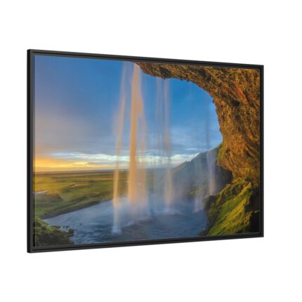 Waterfall on a Cave Framed Canvas