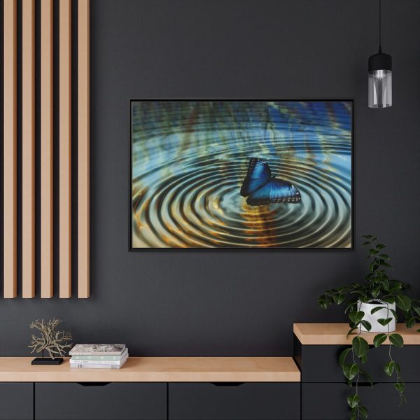 88289-99.jpg Butterfly on Collage Rings Framed Canvas