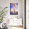 88299-143.jpg Tower With Blue and Yellow Sky Framed Canvas