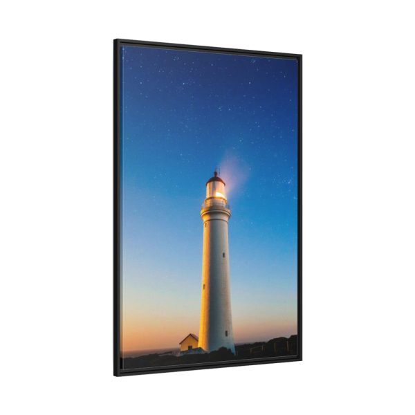 Lighthouse With Starry Night Framed Canvas