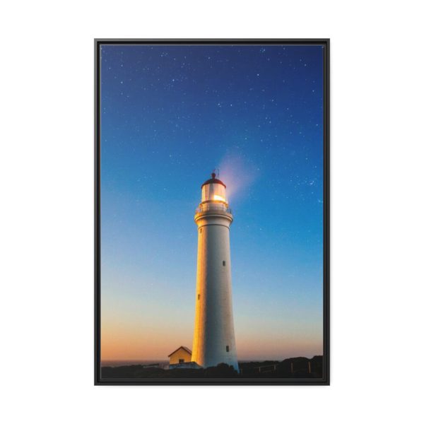 Lighthouse With Starry Night Framed Canvas