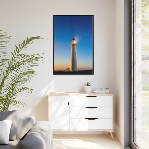 Lighthouse With Starry Night Framed Canvas