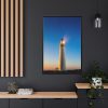Lighthouse With Starry Night Framed Canvas