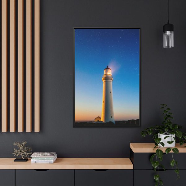 Lighthouse With Starry Night Framed Canvas