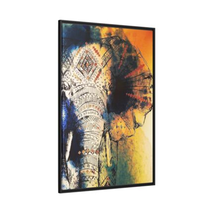 Drawing Elephant Colorful Color Framed Canvas