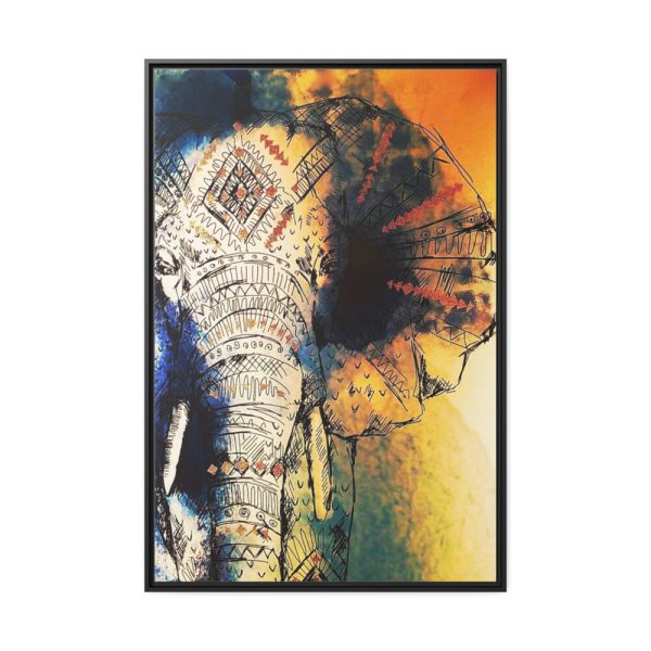 Drawing Elephant Colorful Color Framed Canvas