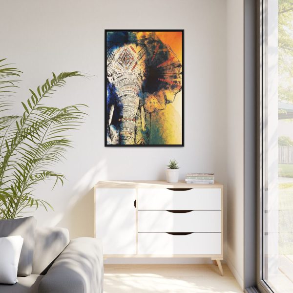 Drawing Elephant Colorful Color Framed Canvas