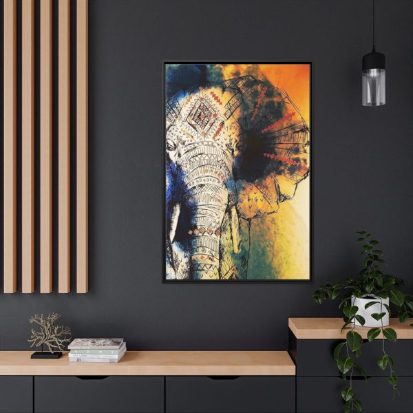 Drawing Elephant Colorful Color Framed Canvas
