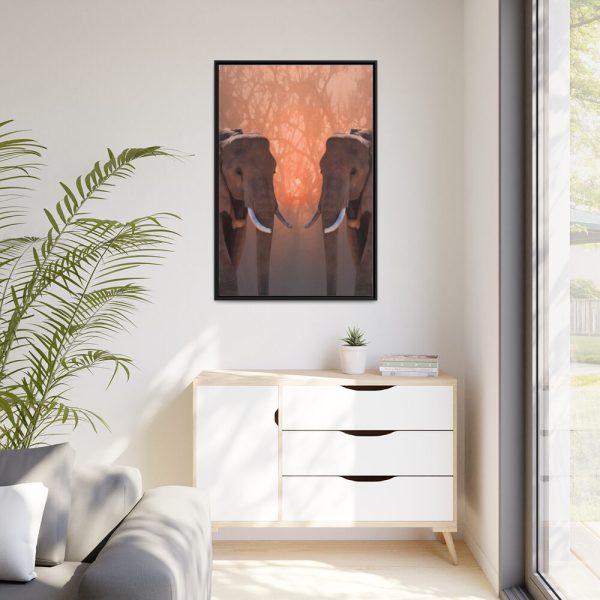 Two Elephants in the Zoo Framed Canvas