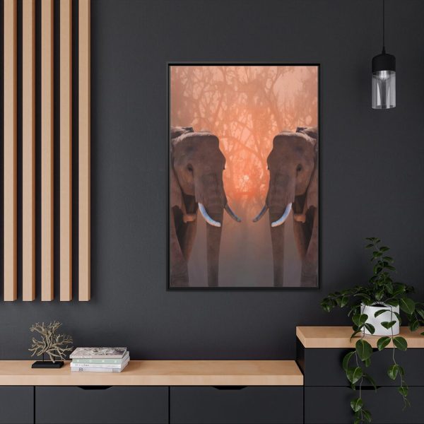 Two Elephants in the Zoo Framed Canvas