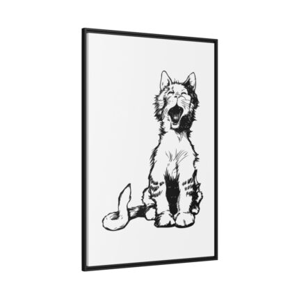 Illustration of Yawning Cat Framed Canvas