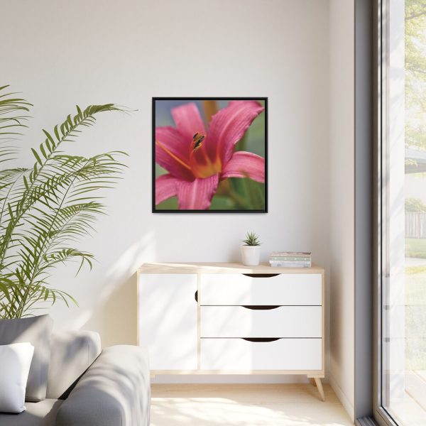 Blooming Flower Pink Framed Canvas