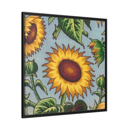 Sunflower Pattern Framed Canvas