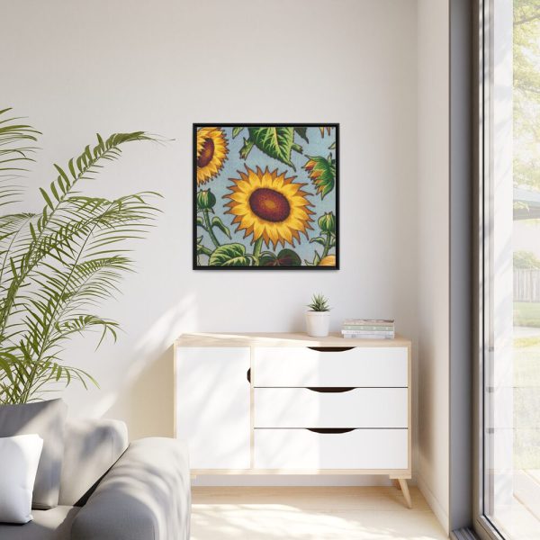 Sunflower Pattern Framed Canvas