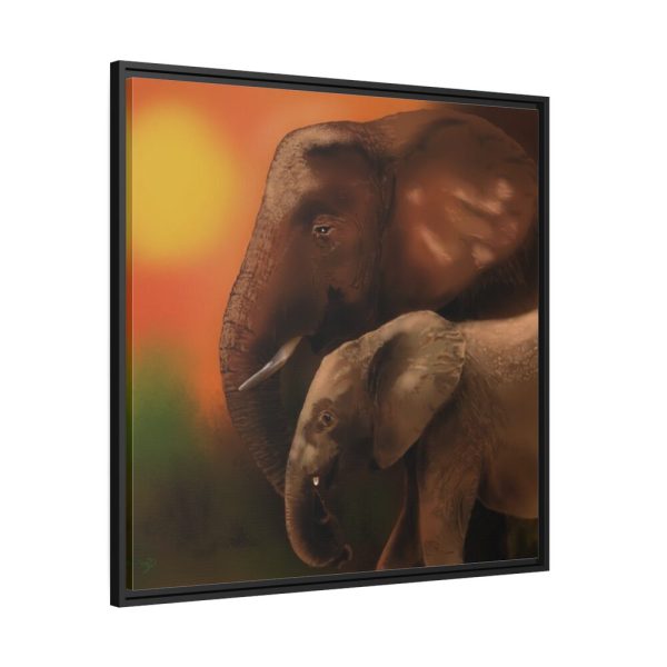 Art Elephants Sun Savannah Framed Canvas