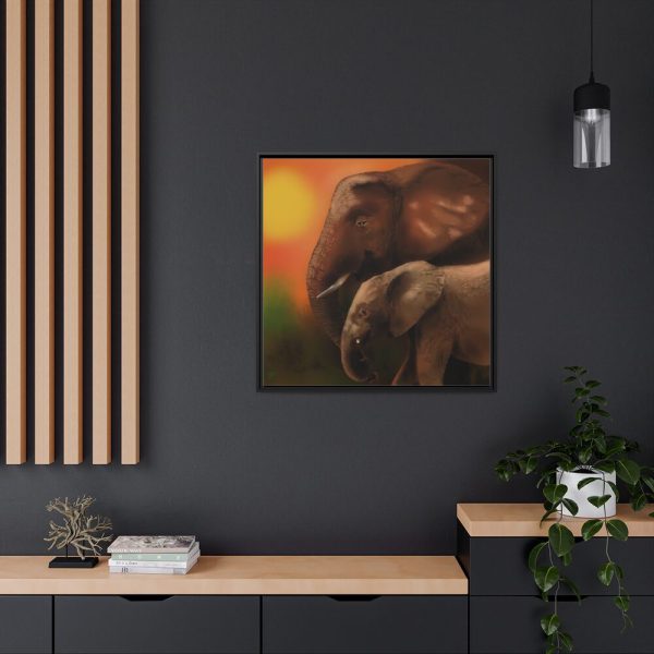 Art Elephants Sun Savannah Framed Canvas