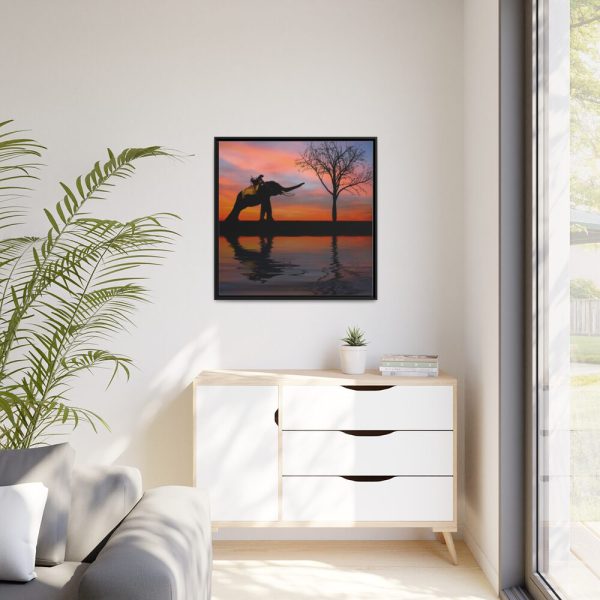 88302-78.jpg Silhouette Elephant and Kid Framed Canvas