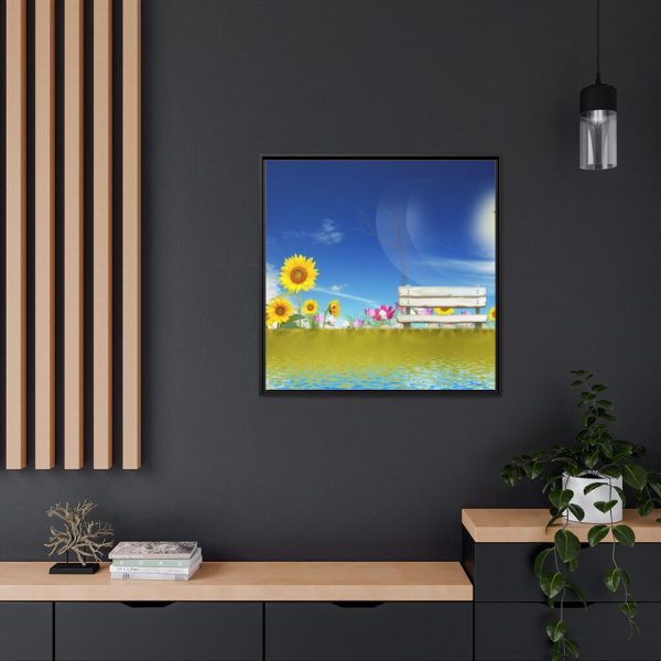 88302-94.jpg Sunflower Field With Blue Framed Canvas
