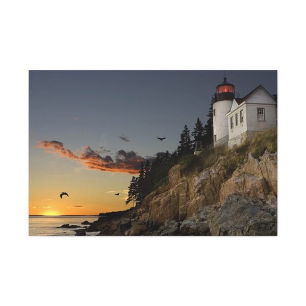 91638-1021.jpg Lighthouse and Beautiful Sunset Standard Canvas
