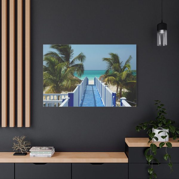 91638-1033.jpg Sunny Beach With Palm Tree and Blue Sky Standard Canvas