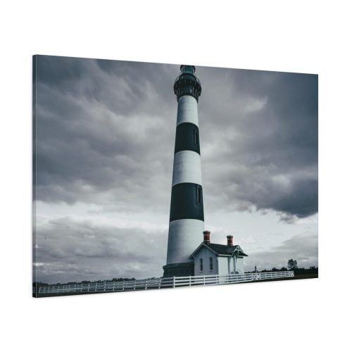 Lighthouse With Black Sky Standard Canvas
