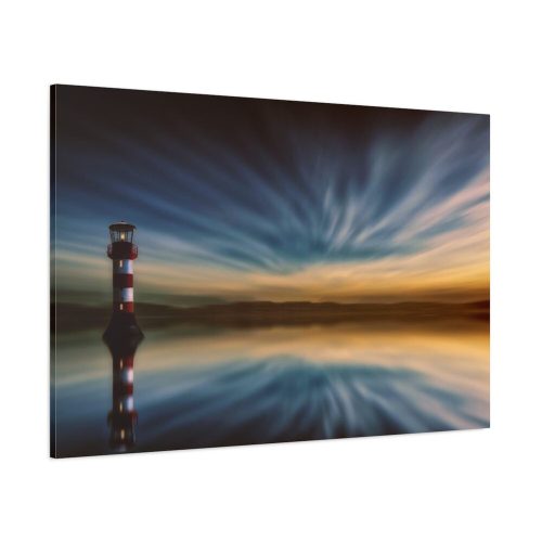 Water Reflection and Lighthouse in Dusk Standard Canvas