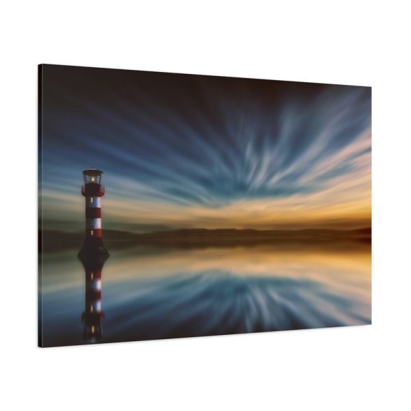 91638-1065.jpg Water Reflection and Lighthouse in Dusk Standard Canvas