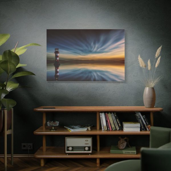 91638-1069.jpg Water Reflection and Lighthouse in Dusk Standard Canvas