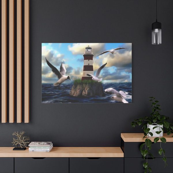 Lighthouse and Seagulls Standard Canvas