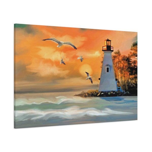 91638-1248.jpg Lighthouse Seagulls and a Beautiful Sky Standard Canvas