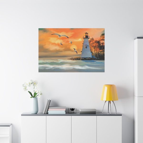 91638-1250.jpg Lighthouse Seagulls and a Beautiful Sky Standard Canvas