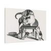 Domestic Cat on a Stool and Three  Kittens by Gottfried Mind Standard Canvas