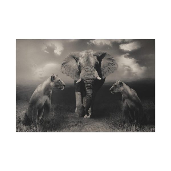 91638-281.jpg Big Elephant with Two Lion Standard Canvas