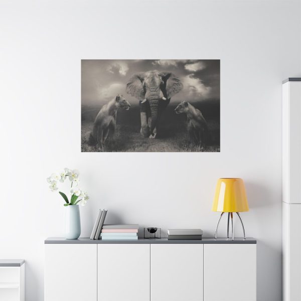 91638-282.jpg Big Elephant with Two Lion Standard Canvas