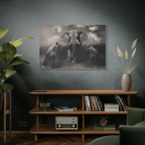 91638-284.jpg Big Elephant with Two Lion Standard Canvas