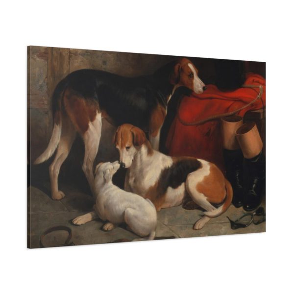 A Couple of Foxhounds with a Terrier by William Barraud Standard Canvas