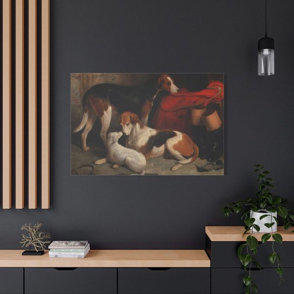 A Couple of Foxhounds with a Terrier by William Barraud Standard Canvas