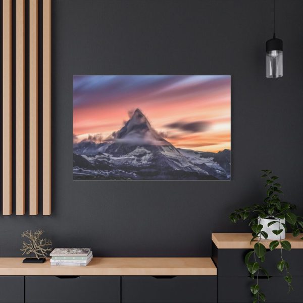 91638-498.jpg Snowcapped Mountain Peak on a Cloudy Sunrise in Matterhorn Standard Canvas