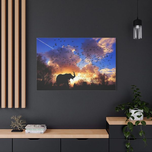 Elephants and Birds in the Nature Standard Canvas