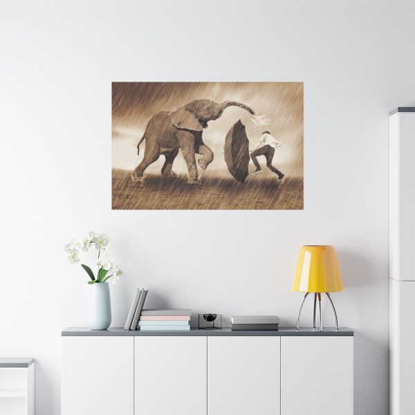 91638-562.jpg Elephant Play on the Rain with Umbrella Standard Canvas
