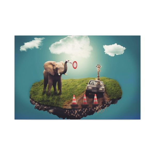 91638-571.jpg Elephant and Giraffe Illustration Standard Canvas