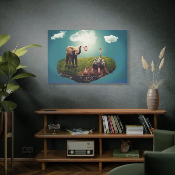 91638-574.jpg Elephant and Giraffe Illustration Standard Canvas
