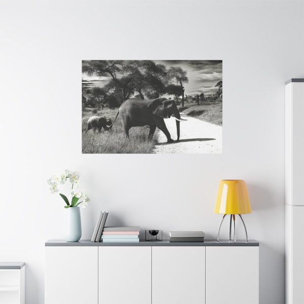 91638-577.jpg Mother and Baby Elephant on the Road Standard Canvas
