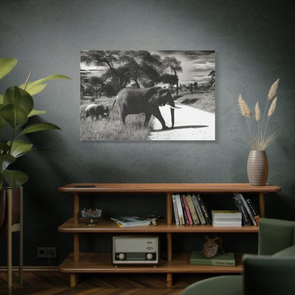 91638-579.jpg Mother and Baby Elephant on the Road Standard Canvas