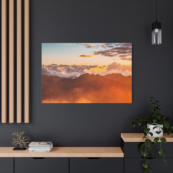 91638-618.jpg Clouds Envelope a Mountain Range During Sunset Standard Canvas