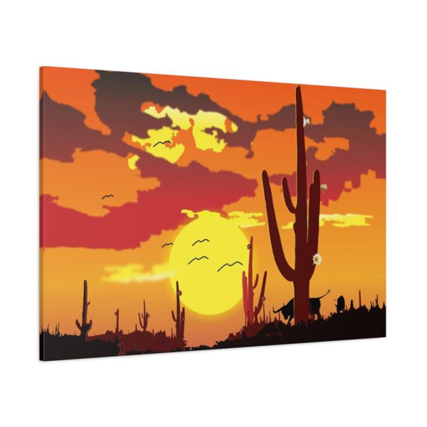 91638-735.jpg Cactus in Desert, Yellow Sky and Cow Standard Canvas
