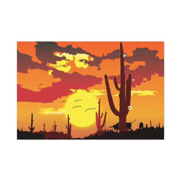 91638-736.jpg Cactus in Desert, Yellow Sky and Cow Standard Canvas