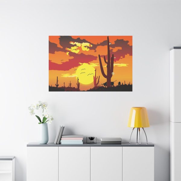 91638-737.jpg Cactus in Desert, Yellow Sky and Cow Standard Canvas